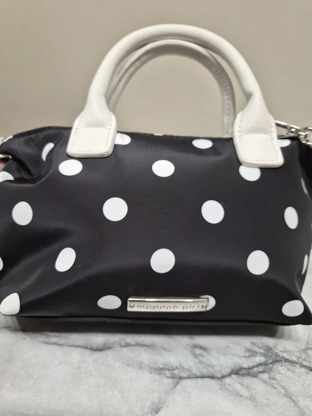 Madden Girl Black Polka Dot Satchel Crossbody